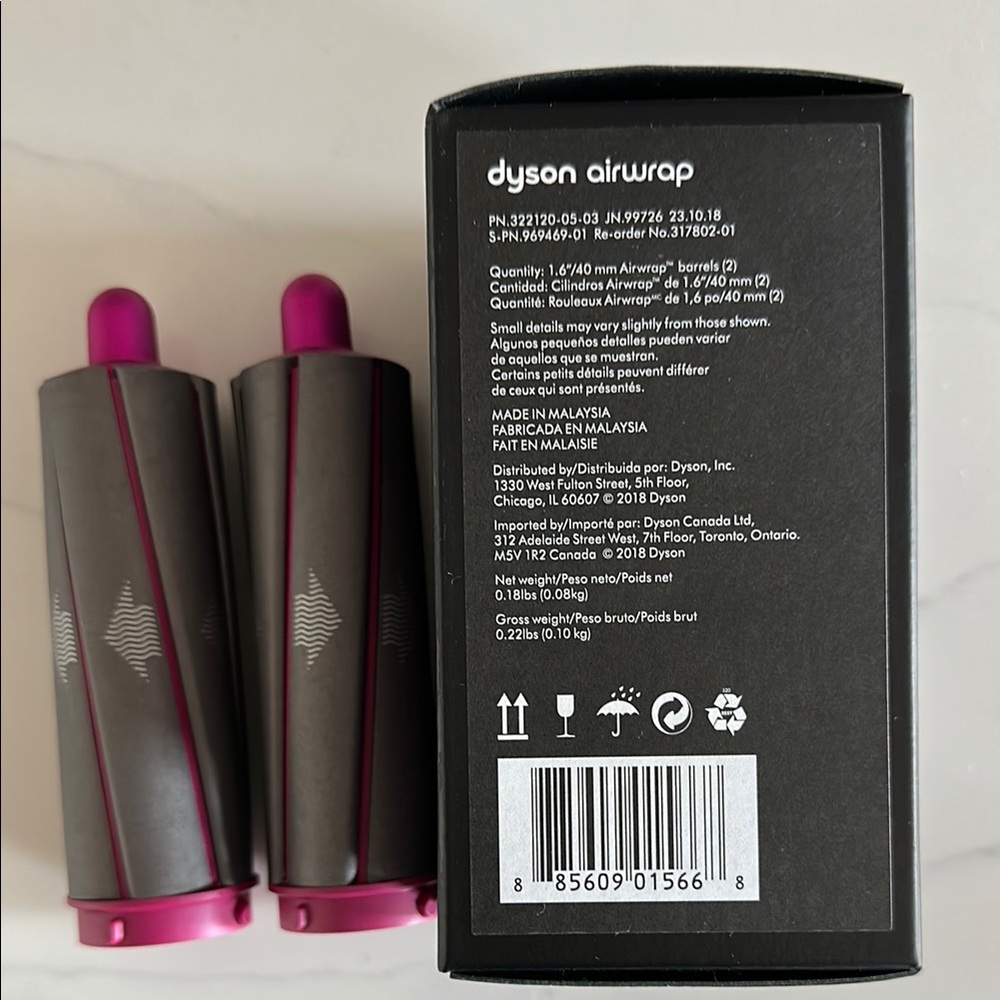 Brand New Dyson Airwrap Attachments in Gray and Pink 40mm 1.6” short barrel